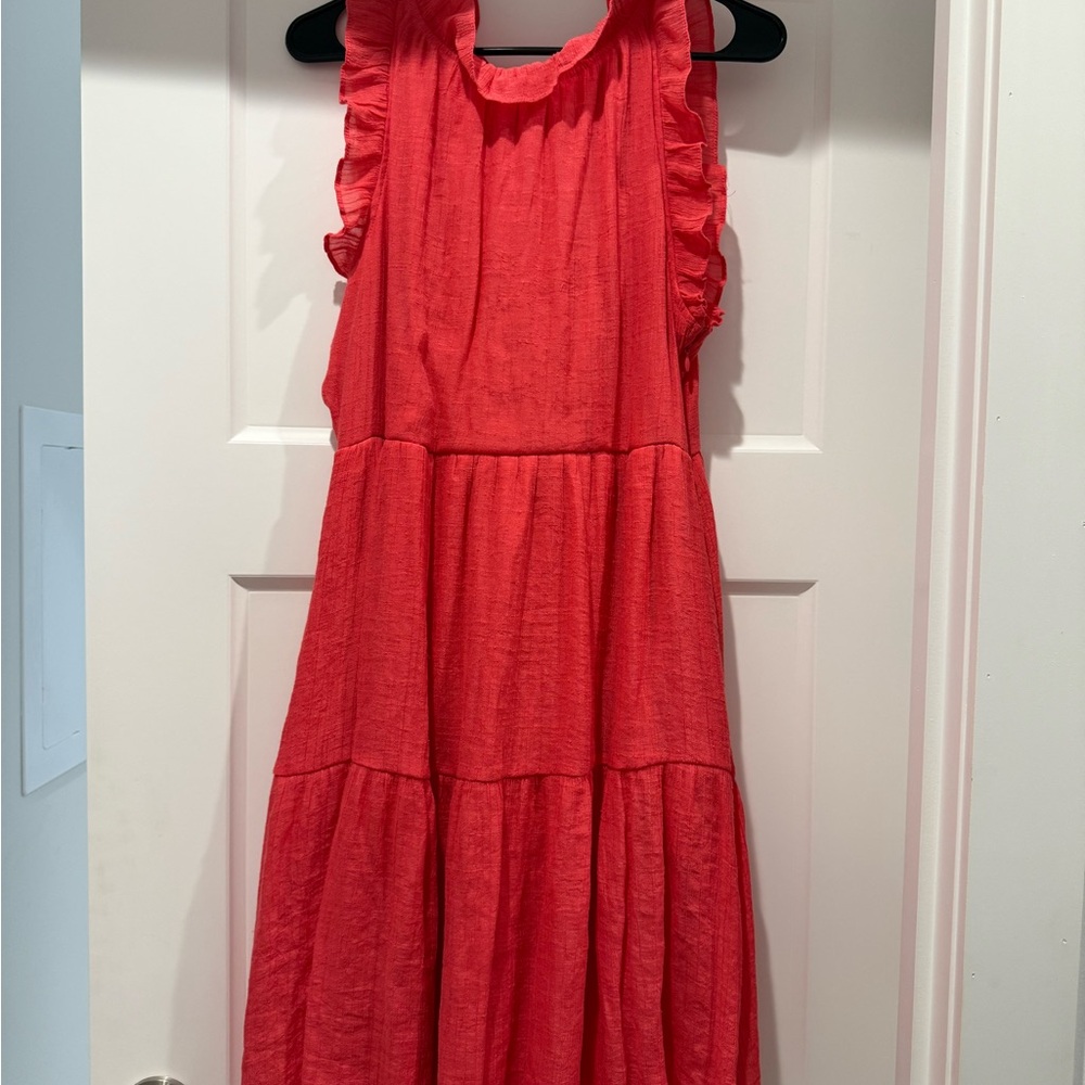 Elegant Coral Sleeveless Dress